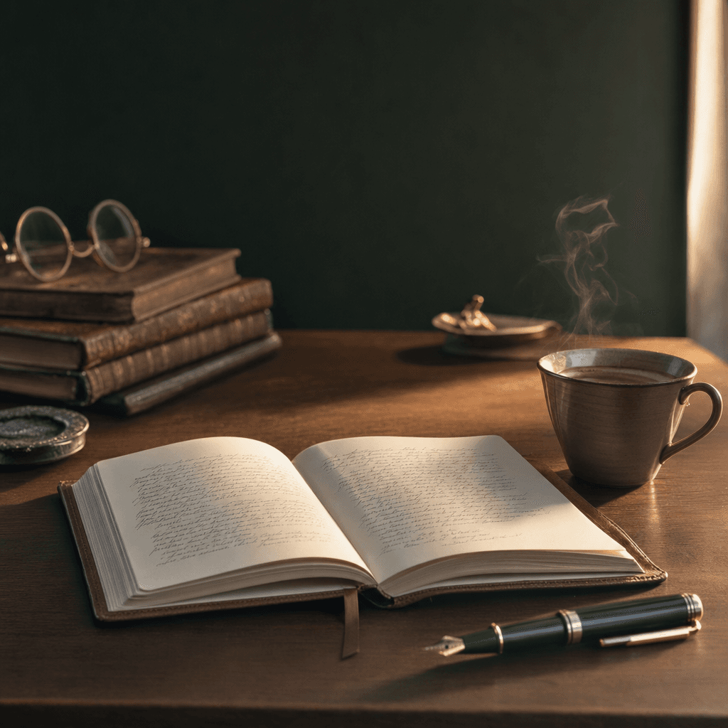 Erbschaftsteuer Schnellcheck Cover: Notizbuch und Espresso auf Holzschreibtisch