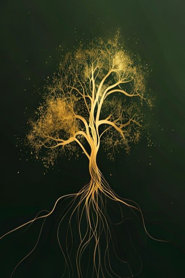 Nachfolge-Checkliste Cover: goldener Baum mit Wurzeln