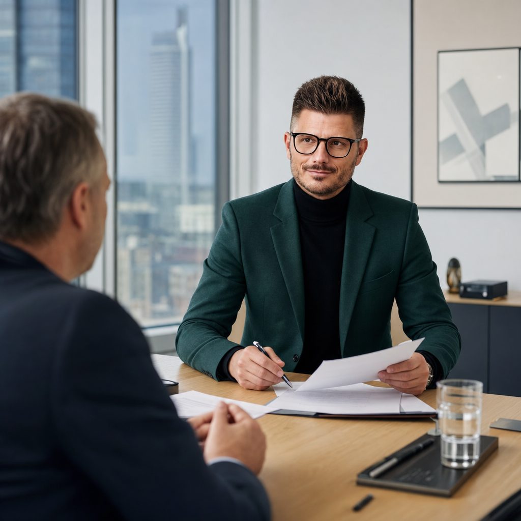 Florian Enders berechnet einen Pflichtteilsanspruch im Beratungsgespräch
