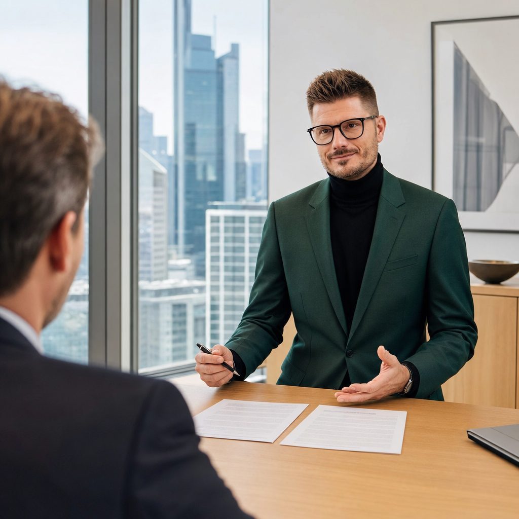 Florian Enders bei Strategie-Beratung zur steuerlichen Zweitmeinung im Frankfurter Büro