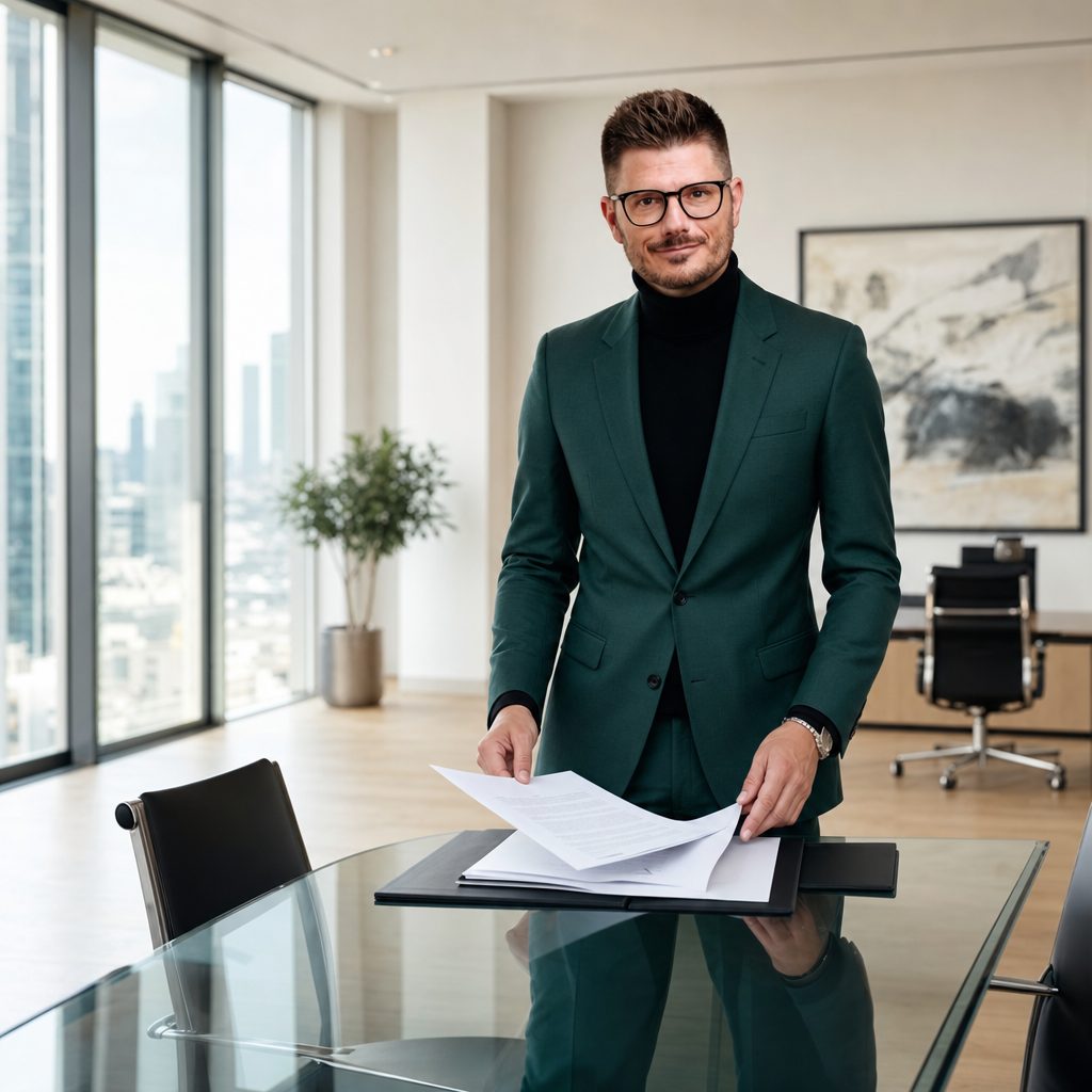 Florian Enders advises on writing a handwritten will in a modern Frankfurt advisory office