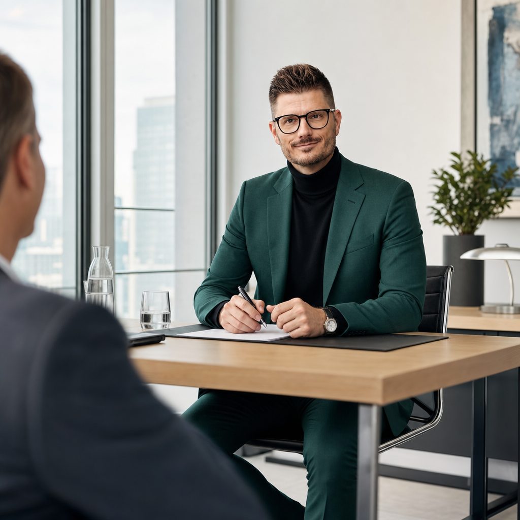 Florian Enders explains spousal inheritance under community of accrued gains in a Frankfurt advisory office